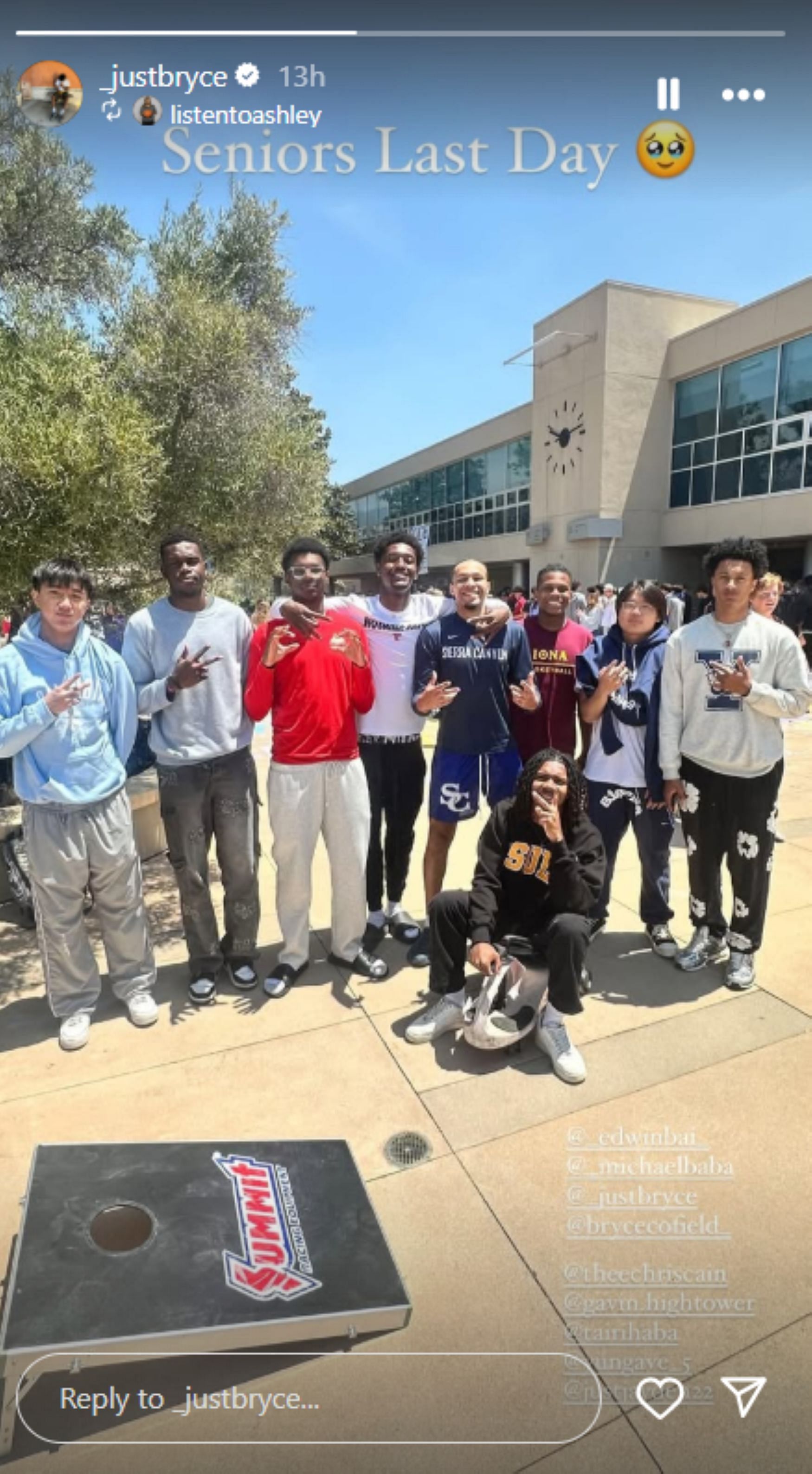 LeBron James' son Bryce James shares a snap with Sierra Canyon teammates Bryce Cofield & others on last day of high school (Image: IG/ Bryce James)